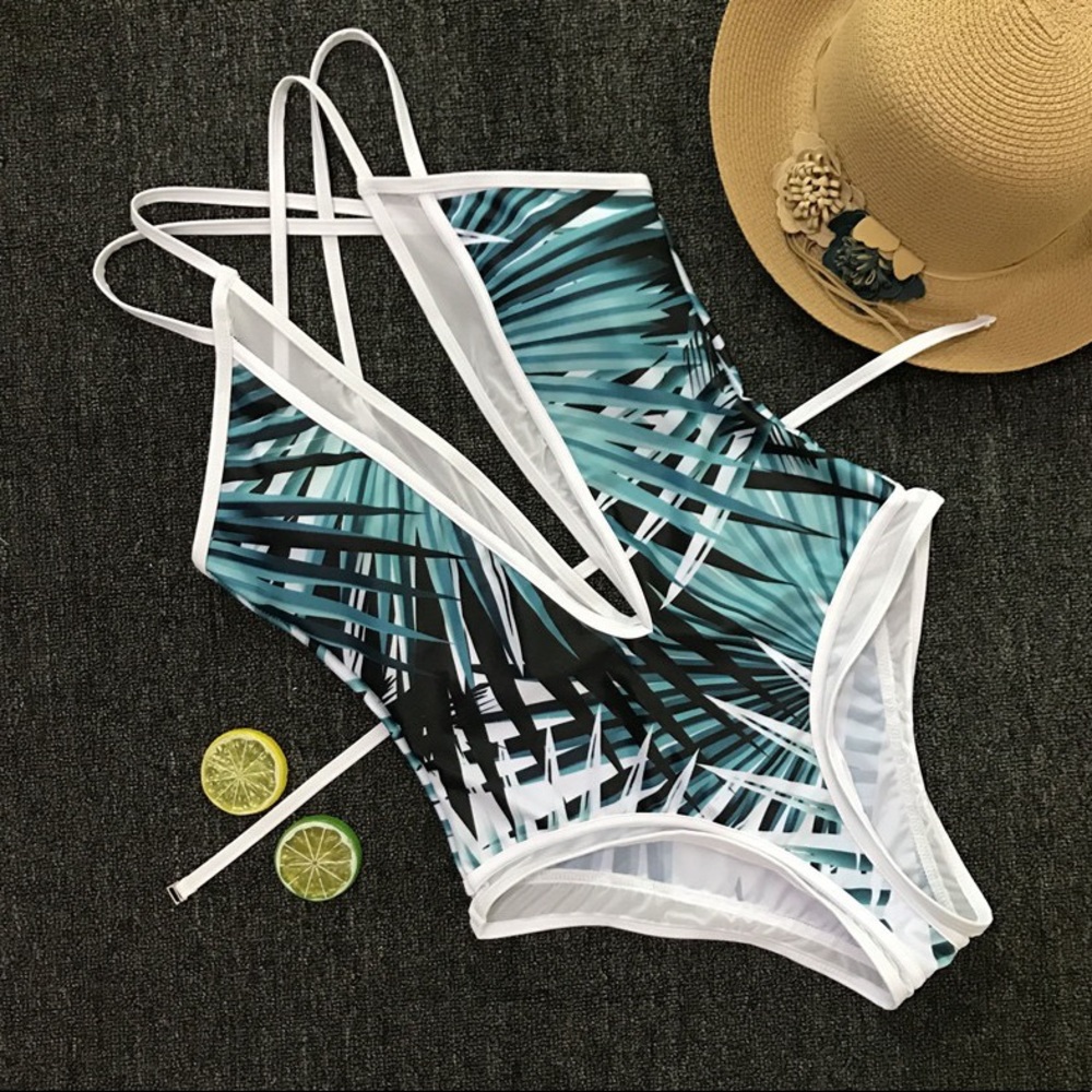 B2G1❤️Tropical Leaf One Piece Swimsuit - Picture 2 of 6